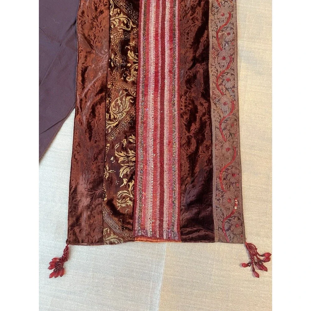 Vintage Velvet Beaded Table Runner 14x70